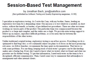 Session-Based Test Management. Pierwsza publikacja.